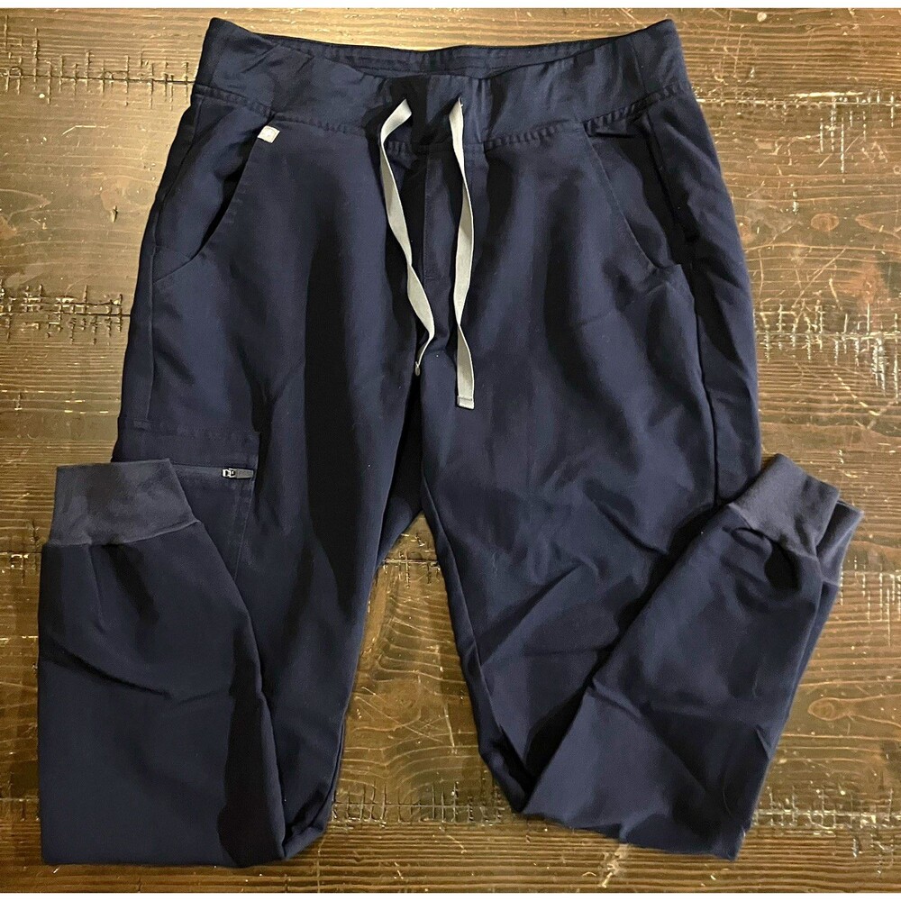 FIGS Womens Scrub Jogger Pants S Navy Solid Knit Poly Blend W18SW2005